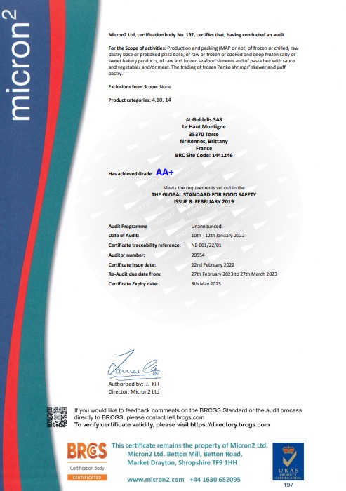 Certifications IFS BRC